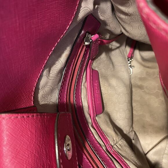 Michael Kors Hamilton Satchel Bag Fuschia Pink Purse - Picture 8 of 14